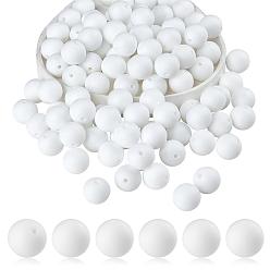 White 100Pcs Silicone Beads Round Rubber Bead 15MM Loose Spacer Beads for DIY Supplies Jewelry Keychain Making, White, 15mm
