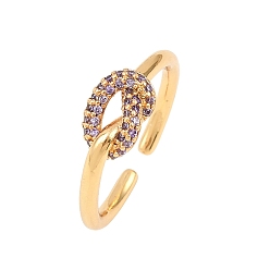 Лиловый Латунные микро проложить пальцев кольца кубического циркония, узел, стойки покрытие, долговечный, без кадмия и без свинца, реальный 18 k позолоченный, сирень, внутренний диаметр: 18 мм