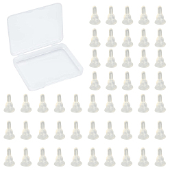 Clear SUNNYCLUE 100Pcs Silicone Ear Nuts, Earring Backs, Cone, Clear, 10x6mm, Hole: 0.1mm, 100pcs