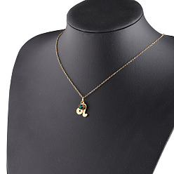 Leo Rhinestone Constellation Pendant Necklace, Stainless Steel Jewelry for Women, Golden, Leo, 17.72 inch(45cm)