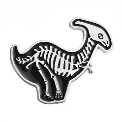 Черный Эмалированные булавки из сплава в стиле панк с героями мультфильмов, брошь в виде скелета динозавра на Хэллоуин, чёрные, 29x25 мм