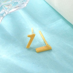 Yellow Hypoallergenic Bioceramics Zirconia Ceramic Stud Earrings, Number 1, No Fading and Nickel Free, Yellow, 7x3mm