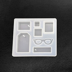 Rectangle Moules en silicone de qualité alimentaire pendant pendant, moules de résine, lunette/carré, rectangle, 77x89mm