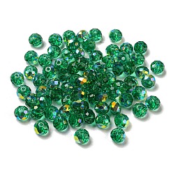 Sea Green Electroplate Glass Beads, Rondelle, Sea Green, 6x4mm, Hole: 1.4mm, 100pcs/bag