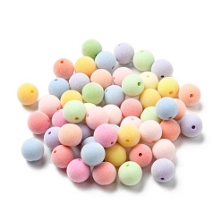 Mixed Color Flocky Acrylic Beads, Round, Mixed Color, 14x13.5mm, Hole: 2mm