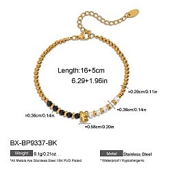 Black Onyx Браслеты из натурального черного оникса (окрашенного и подвергнутого термической обработке) и круглых бусин из пресноводного жемчуга., 304 Браслеты из нержавеющей стали в виде медведей, реальный 18 k позолоченный, 6.30 дюйм (16 см)