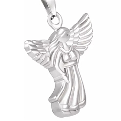 Stainless Steel Color Stainless Steel Pendant Necklaces, Angel Urn Ashes Necklaces, Stainless Steel Color, 20.08~31.50 inch(51~80cm)