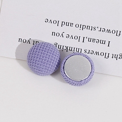 Medium Purple Cloth Fabric Cabochons,  Ornament Accessories, with Metal Finding, Half Round, Medium Purple, 18x10mm