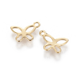 Golden 201 Stainless Steel Charms, Butterfly, Golden, 11.5x7.5x0.8mm, Hole: 1.2mm