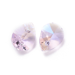 Розовый Стеклянные украшения из горного хрусталя, граненые, слеза, светло-розовый, 8x6x4 мм, отверстие : 1.2 мм