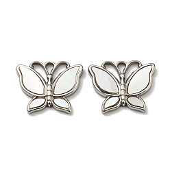 Stainless Steel Color 304 Stainless Steel Shell Pendants, Butterfly Charms, Stainless Steel Color, 12.5x15x2mm, Hole: 1.6mm