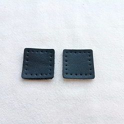 Black Cattlehide Label Tags, Leather Patches, with Holes, for DIY Jeans, Bags, Shoes, Hat Accessories, Square, Black, 28~30x28~30x2mm, 2pcs/set