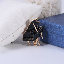 Black Piano Enamel Pins, Alloy Brooches for Girl Women Gift, Black, 43x31mm