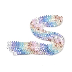 Васильковый Стеклянные бусины с гальваническим покрытием , рондель, граненые, васильковый, 8~8.5x6~6.5 мм, отверстие : 1.2 мм, около 50 шт / нитка, 12.72'' (32.3 см)