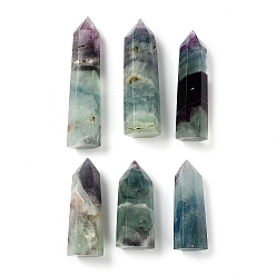 Fluorite Tower Natural Fluorite Healing Stone Wands, Energy Balancing Meditation Therapy Decors, Hexagon Prism, 23~27x17~24x37~89mm