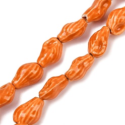 Темно-Оранжевый Фарфоровые бусины ручной работы серии «Океан», раковина, темно-оранжевый, 15~16x9~10x6~7.5 мм, отверстие : 2 мм, около 25 шт / нитка, 14.17'' (36 см)