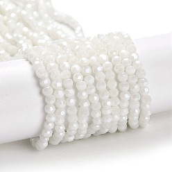 WhiteSmoke Electroplate Opaque Glass Beads Strands, Faceted(32 Facets), Pearl Luster Plated, Round, WhiteSmoke, 3mm, Hole: 0.8mm, about 164~166pcs/strand, 19.69~19.88 inch(50~50.5cm)