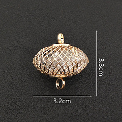 Rondelle Iron Hollow Lantern Connector Charms, Bead Cage Links, with Resin Bead Inside, Light Gold, Rondelle, 33x32mm