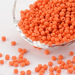 Orange Red Baking Paint Glass Seed Beads, Orange Red, 6/0, 4~5x3~4mm, Hole: 1~2mm, about 500pcs/50g, 50g/bag, 18bags/2pounds