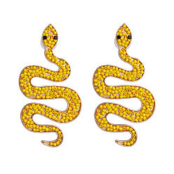 Yellow Exaggerated Snake-Shaped Earrings for Women, Perfect Nightclub Accessory
