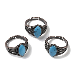 Синтетическая Бирюза Регулируемые кольца с синтетической бирюзой и конским глазом, без свинца и без кадмия, латунные кольца на палец с красной медью для женщин и мужчин, внутренний диаметр: 19 мм