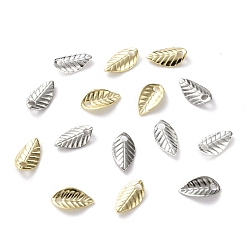 Mixed Color Brass Charms, Leaf, Mixed Color, 7x4x1mm, Hole: 1mm