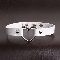 Белый Ожерелье-чокер в стиле панк-сердце из искусственной кожи для моды Харадзюку
