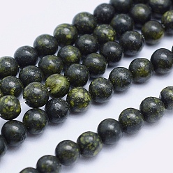 Serpentine Natural Serpentine/Green Lace Stone Beads Strands, Round, 8mm, Hole: 1mm, about 47pcs/strand, 14.5 inch(37cm)