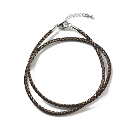 Кокосово-Коричневый Изготовление плетеных ожерелий из полиэфирного шнура, с латунной фурнитурой , нержавеющая сталь застежками, долговечный, платина, кокосового коричневый, 18-3/4 дюйм (47.5 см)