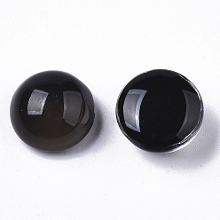 Black Translucent Glass Cabochons, Color will Change with Different Temperature, Half Round/Dome, Black, 14x8.5mm