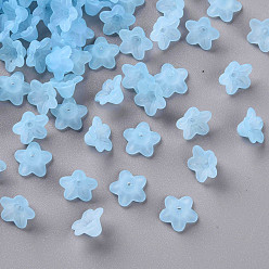 Cornflower Blue Transparent Acrylic Beads, Flower, Frosted, Cornflower Blue, 10x5mm, Hole: 1mm, about 4600pcs/500g