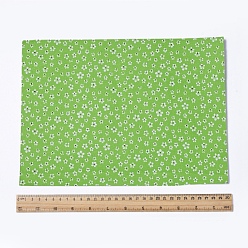 Lime Green Floral Pattern Printed A4 Polyester Fabric Sheets, Self-adhesive Fabric, for Garment Accessories, Lime Green, 30x21.5x0.03cm