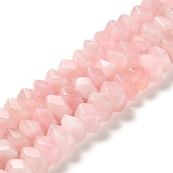 Rose Quartz Natural Rose Quartz Beads Strands, Faceted, Nuggets, 10~11x8~10x7~8mm, Hole: 1mm, about 22~23pcs/strand, 7.09~7.48''(18~19cm)