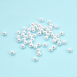 Белый Пластиковые жемчужные бисера, круглые, половину отверстия, белые, 3~3.5 мм, отверстие : 1 мм