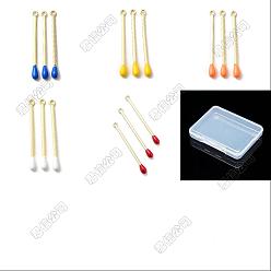 Color mezclado 20 pcs 5 colgantes de aleación de colores, con esmalte, sin plomo, cadmio, níquel, chapado en rack, amuleto de cerilla, dorado, color mezclado, 49x4 mm, agujero: 2 mm, 4 piezas / color