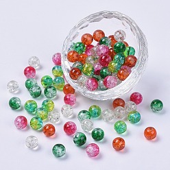 Mixed Color 5 Colors Spray Painted & Baking Painted Crackle Glass Beads, Round, Mixed Color, 8mm, Hole: 1.3~1.6mm