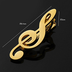 Golden Musical Note Stainless Steel Tie Clips, Suit and Tie Accessories, Golden, 55x20mm