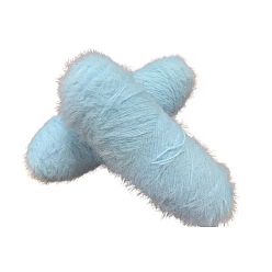 Sky Blue Wool & Velvet Blended Yarns, Faux Mink Fur Yarns, Fluffy Soft Eyelash Yarn for Weaving, Knitting & Crocheting Purse Hat Clothes, Sky Blue, 2mm