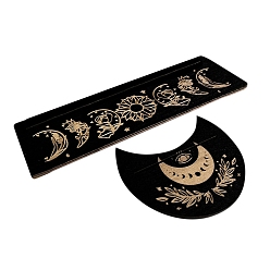 Moon Wooden Tarot Card Display Stands, Tarot Holder for Divination, Tarot Decor Tools, Moon with Rectangle, Moon, 250x75mm & 125x104mm