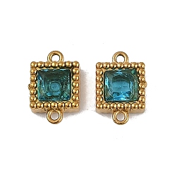 Темный Голубой Ионное покрытие (ip) 304 подвески-шармы из нержавеющей стали с квадратными звеньями из кубического циркония, реальный 18 k позолоченный, темные голубые, 9.5x6.5x3 мм, отверстие : 0.9 мм