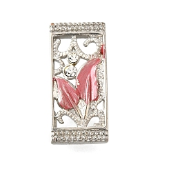 Темно-Синий Латунный хрустальный стразы прямоугольник с листиком многорядные звенья, Эмаль стиле, без кадмия и без свинца, стойки покрытие, платина, темно-синий, 13x24x5 мм, отверстие : 2 мм