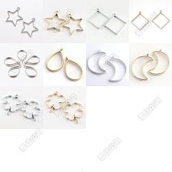 Платиновый & Золотой 20 шт 10 стиль стойки покрытие сплава подвески с открытой задней лицевой панелью, для diy уф смолы, эпоксидная смола, Прессованные цветочные украшения, без кадмия, без никеля и без свинца, разнообразные, платиной и золотом, 33.9~48x20.5~44x3.5~3.8 мм, отверстие : 2.4~4 мм, 2 шт / стиль