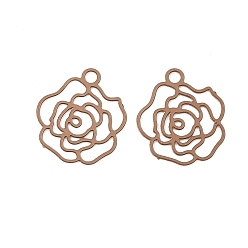 Светло-коричневый Аэрозольная краска 430 подвески из нержавеющей стали, цветок, загар, 12x10.5x0.3 мм, отверстие : 1.2 мм