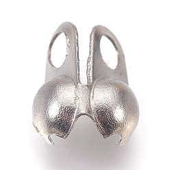 Stainless Steel Color 304 Stainless Steel Bead Tips, Calotte Ends, Clamshell Knot Cover, Stainless Steel Color, 7.5x4mm, Hole: 2mm, Inner Diameter: 3.2mm