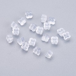 Clear Silicone Ear Nuts, Earring Backs, Clear, 5x5x3.5mm, Hole: 0.6mm, about 500pcs/bag