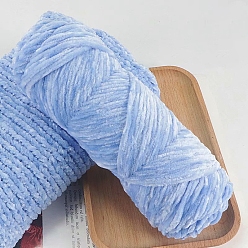 Cornflower Blue Wool Chenille Yarn, Velvet Hand Knitting Threads, for Baby Sweater Scarf Fabric Needlework Craft, Cornflower Blue, 3mm, about 87.49 Yards(80m)/Skein