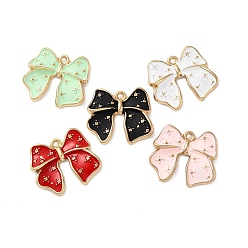 Mixed Color Alloy Enamel Pendants, Cadmium Free & Nickel Free & Lead Free, Bowknot, Mixed Color, 19x21x4mm, Hole: 1.4mm