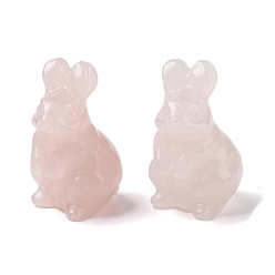 Розовый Кварц Украшение дисплея скульптуры из натурального розового кварца, для домашнего офисного стола, кролик, 38~39.5x24~25.5x21~22 мм