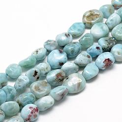 Larimar Natural Larimar Beads Strands, Grade A, Oval, 8~15x7~12x4~12mm, Hole: 1mm, about 30~45pcs/strand, 15.7 inch