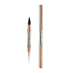 Negro Juego de bolígrafos acrílicos de punta doble para decoración de uñas, con punta de cobre de cera, herramienta de manicura, negro, 18 cm